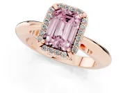 Emerald Cut Halo Engagement Ring Setting for a Fancy Pink Lab-Grown Diamond | Plain Band | Rose Gold