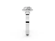 Round Halo Engagement Ring Setting | Pavé Panel Shoulders | Sterling Silver