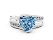 Heart-Shaped Graduated Bypass Engagement Ring Setting for a Fancy Blue Lab-Grown Diamond | Platinum