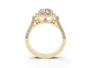 Round Halo Engagement Ring Setting | Pavé Panel Shoulders | Yellow Gold