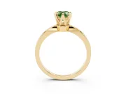 Fancy Green Pear Cut Diamond Solitaire Engagement Ring Set in Yellow gold with Slim Tapered Solitaire Band