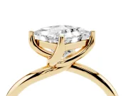 Princess Cut Bypass Solitaire Engagement Ring Setting | Plain Band | Yellow Gold