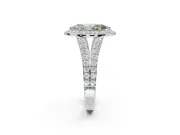 Marquise Halo Pavé Engagement Ring Setting for a Fancy Green Lab-Grown Diamond | Narrow Split Shank | White Gold