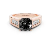 Cushion Cut Channel-Set Engagement Ring Setting for a Black Center | Wide Band | Rose Gold