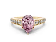 Pear-Shaped Graduated Pavé Engagement Ring Setting for a Fancy Pink Lab-Grown Diamond | Yellow Gold