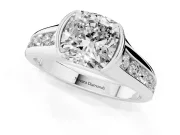 Cushion Cut Half Bezel Solitaire Engagement Ring Setting | Graduated Channel Band | Platinum