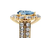 Pear-Shaped Large Accent Halo Engagement Ring Setting for a Fancy Blue Lab-Grown Diamond | Graduated Pavé | Yellow Gold