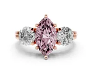 Marquise Three Stone Engagement Ring Setting for a Fancy Pink Lab-Grown Diamond | Open Prong Baskets | Rose Gold
