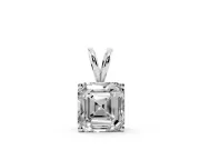 Asscher Cut Lab-Grown Diamond Solitaire Pendant Necklace | V-Shaped Bail | Sterling Silver