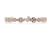 Round Lab-Grown Diamond Cluster Tennis Bracelet | Bezel Clover Stations | Rose Gold
