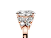 Oval Cut Diamond Solitaire Floral Ring Set in Rose gold with Marquise Petals and Prong Setting