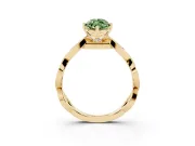 Fancy Green Marquise Cut Diamond Twist Band Solitaire Ring Set in Yellow gold with Leaf Prong Setting and Accent Stones