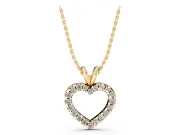 Round Lab-Grown Diamond Pavé Open Heart Pendant Necklace | Split Bail | Yellow Gold