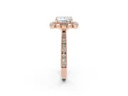 Princess Cut Diamond Halo Milgrain Pavé Ring Set in Rose gold with Prong Setting