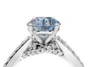 Round Pavé Engagement Ring Setting for a Fancy Blue Lab-Grown Diamond | Crossover Gallery | Platinum