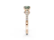 Cushion Cut Pavé Solitaire Engagement Ring Setting for a Fancy Green Lab-Grown Diamond | Crossover Gallery | Rose Gold