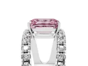 Emerald Cut Split Shank Pavé Engagement Ring Setting for a Fancy Pink Lab-Grown Diamond | Platinum