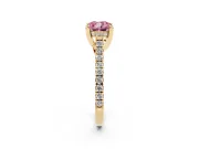 Cushion Cut Hidden Halo Pave Engagement Ring Setting for a Fancy Pink Lab-Grown Diamond | Claw Prongs | Yellow Gold