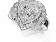 Heart-Shaped Vintage Halo Engagement Ring Setting | Art Deco Side Panels | Platinum