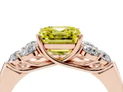 Asscher Cut Side Stone Engagement Ring Setting for a Fancy Yellow Lab-Grown Diamond | Rose Gold