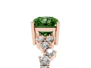 Radiant Cut Scattered Accent Engagement Ring Setting for a Fancy Green Lab-Grown Diamond | Rose Gold