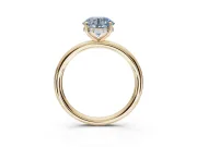 Round Hidden Halo Ring Setting for a Fancy Blue Lab-Grown Diamond | Yellow Gold