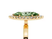 Marquise Thin Halo Engagement Ring Setting for a Fancy Green Lab-Grown Diamond | Plain Polished Band | Yellow Gold