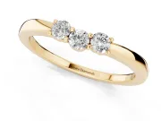 Round Diamond Three-Stone Tension Band Set in Yellow gold with Prong Setting