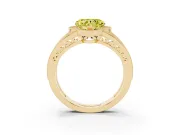 Fancy Yellow Heart Cut Diamond Halo Ring Set in Yellow gold with Accent Split Shank and Prong Setting