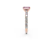 Emerald Cut Shared Prong Engagement Ring Setting for a Fancy Pink Lab-Grown Diamond | Rose Gold