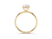 Oval Thin Solitaire Engagement Ring Setting | Straight Plain Band | Yellow Gold