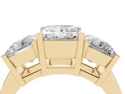 Princess Cut Three Stone Engagement Ring Setting | Large Side Stones | Yellow Gold