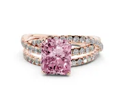 Radiant Cut Twisted Pavé Engagement Ring Setting for a Fancy Pink Lab-Grown Diamond | Rose Gold