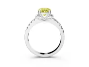 Oval Side Stone Pave Engagement Ring Setting for a Fancy Yellow Lab-Grown Diamond | Paired Round Accents | White Gold