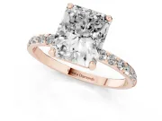 1.5 Carat Radiant Cut Lab-Grown Diamond Solitaire Engagement Ring | Pavé Shoulders | Rose Gold
