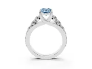 Oval Graduated Engagement Ring Setting for a Fancy Blue Lab-Grown Diamond | Sterling Silver