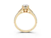 Emerald Cut Pave Split Shank Engagement Ring Setting | Double Claw Prongs | Yellow Gold