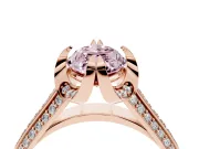 Fancy Pink Marquise Cut Diamond Pavé Split Shank Solitaire Ring Set in Rose gold with Prong Setting