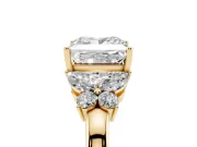 Princess Cut Diamond Solitaire Floral Ring Set in Yellow gold with Marquise Petals and Prong Setting