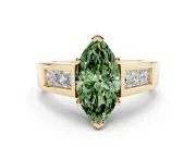 Marquise Channel-Set Engagement Ring Setting for a Fancy Green Lab-Grown Diamond | Yellow Gold