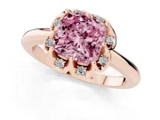 Cushion Cut Petal Halo Engagement Ring Setting for a Fancy Pink Lab-Grown Diamond | Rose Gold