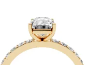 Emerald Cut Pavé Solitaire Engagement Ring Setting | Single Row Band | Yellow Gold