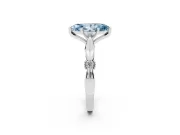 Fancy Blue Marquise Cut Diamond Solitaire Twisted Band Ring Set in Silver with Accent Stones and Prong Setting