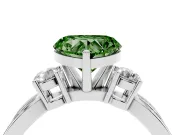 Fancy Green Three-Stone Heart Cut Diamond Twist Band Ring Set in White gold with Pavé Accents and Prong Setting