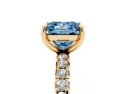 Princess Cut Pavé Solitaire Engagement Ring Setting for a Fancy Blue Lab-Grown Diamond | Shared Prong Band | Yellow Gold