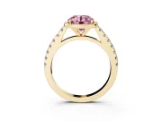 Round Halo Pavé Engagement Ring Setting for a Fancy Pink Lab-Grown Diamond | Yellow Gold
