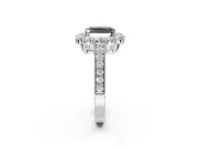 Radiant Cut Vintage Halo Engagement Ring Setting for a Black Center | Sterling Silver