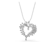 Round Lab-Grown Diamond Cluster Open Heart Pendant Necklace | Split Bail | White Gold