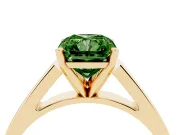 Fancy Green Radiant Cut Diamond Solitaire Engagement Ring Set in Yellow gold with Prong Setting and Tapered Band