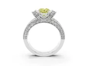 Oval Vintage Pave Engagement Ring Setting for a Fancy Yellow Lab-Grown Diamond | Milgrain Edges | Sterling Silver